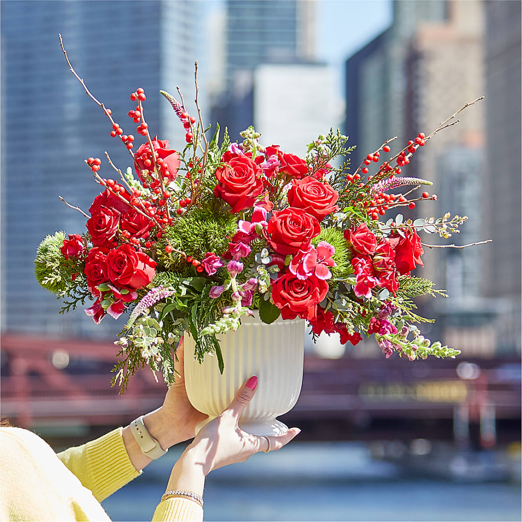 Big Red Bow Bouquet – TREASURE HUT FLOWERS GIFTS & GHSES, Delavan WI