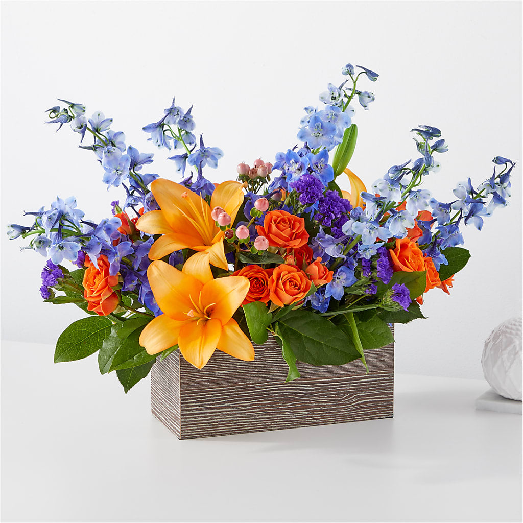 Radiant Citrus Box Bouquet – TREASURE HUT FLOWERS GIFTS & GHSES, Delavan WI