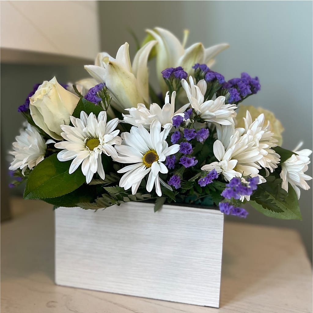 Beyond Blue Box Bouquet – TREASURE HUT FLOWERS GIFTS & GHSES, Delavan WI
