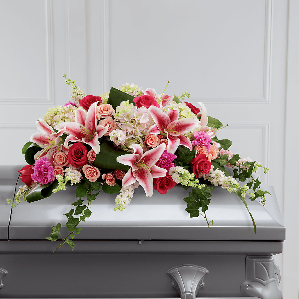 Splendid Grace Casket Spray – TREASURE HUT FLOWERS GIFTS & GHSES, Delavan WI
