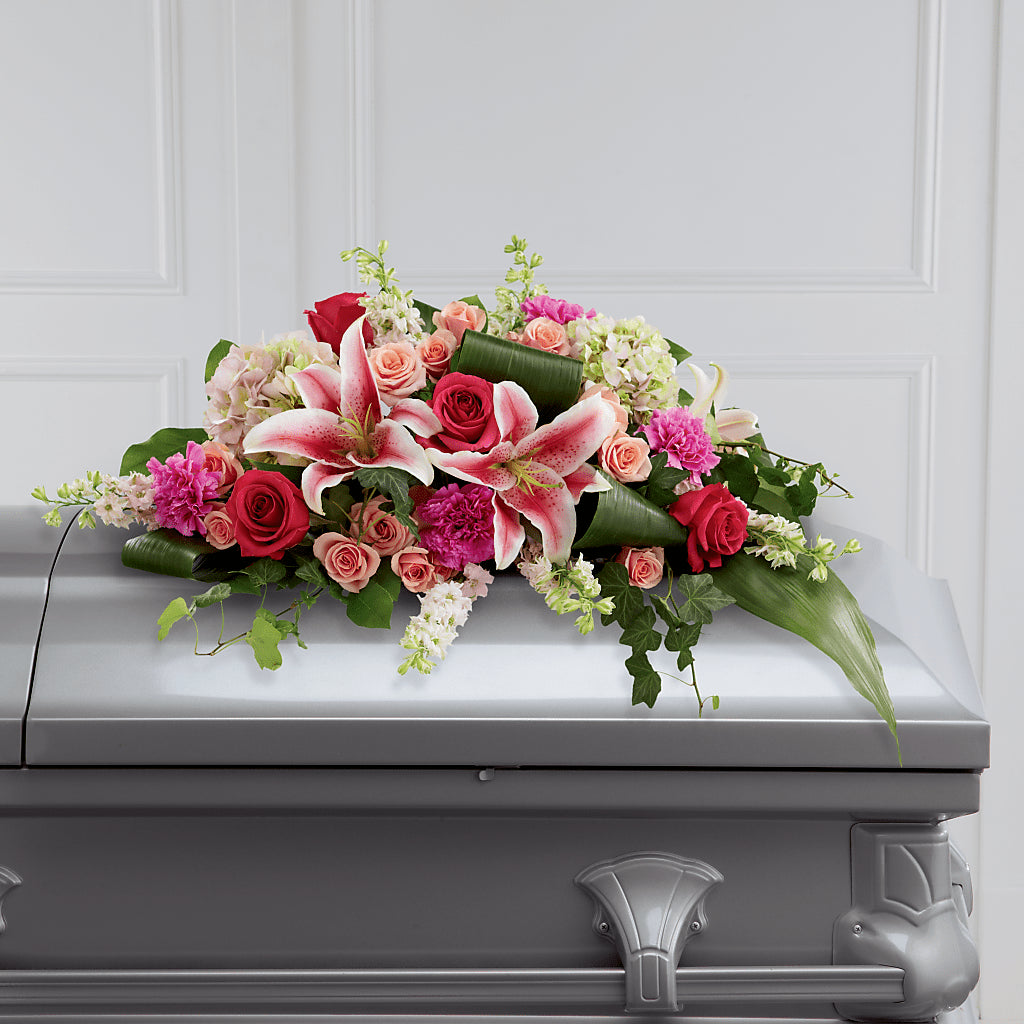 Splendid Grace Casket Spray – TREASURE HUT FLOWERS GIFTS & GHSES, Delavan WI