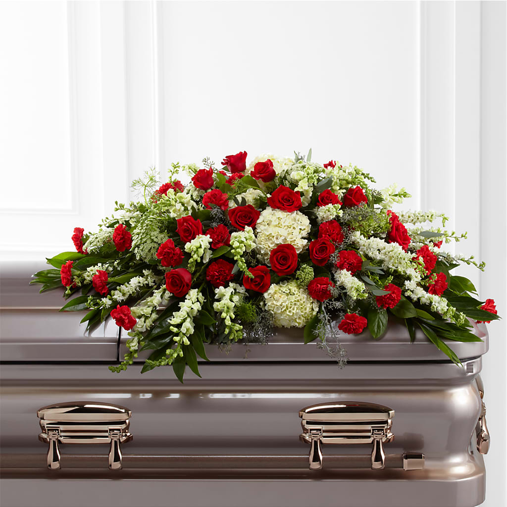 Sincerity Casket Spray – TREASURE HUT FLOWERS GIFTS & GHSES, Delavan WI