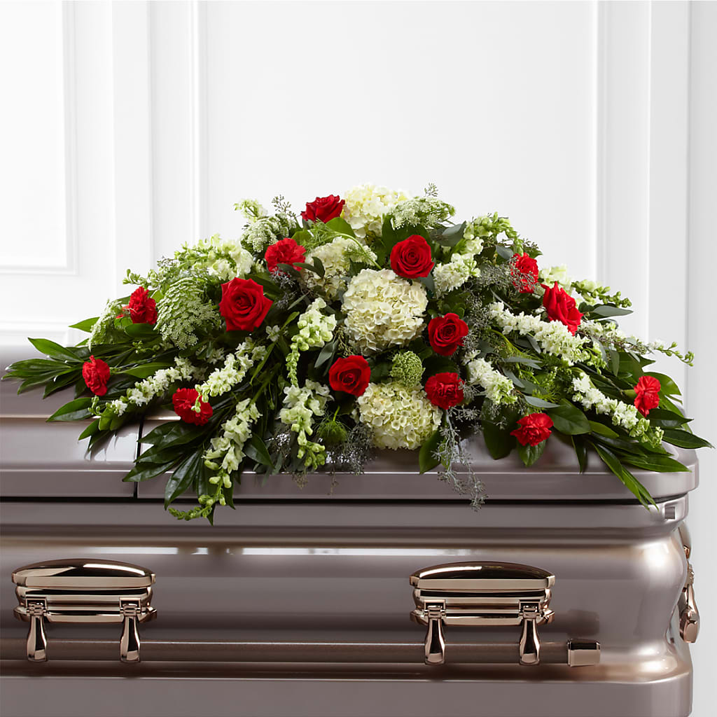 Sincerity Casket Spray – TREASURE HUT FLOWERS GIFTS & GHSES, Delavan WI