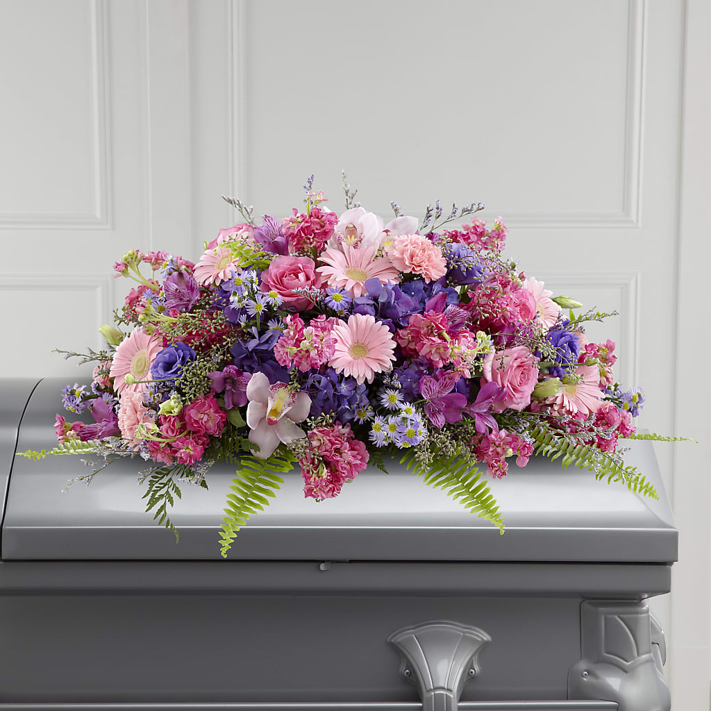 Glorious Garden Casket Spray – TREASURE HUT FLOWERS GIFTS & GHSES, Delavan WI