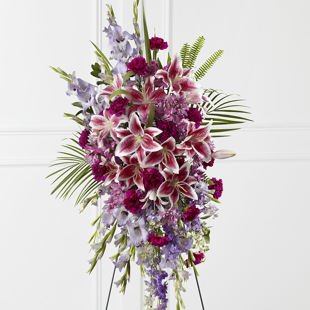 Tender Touch Standing Spray – TREASURE HUT FLOWERS GIFTS & GHSES, Delavan WI
