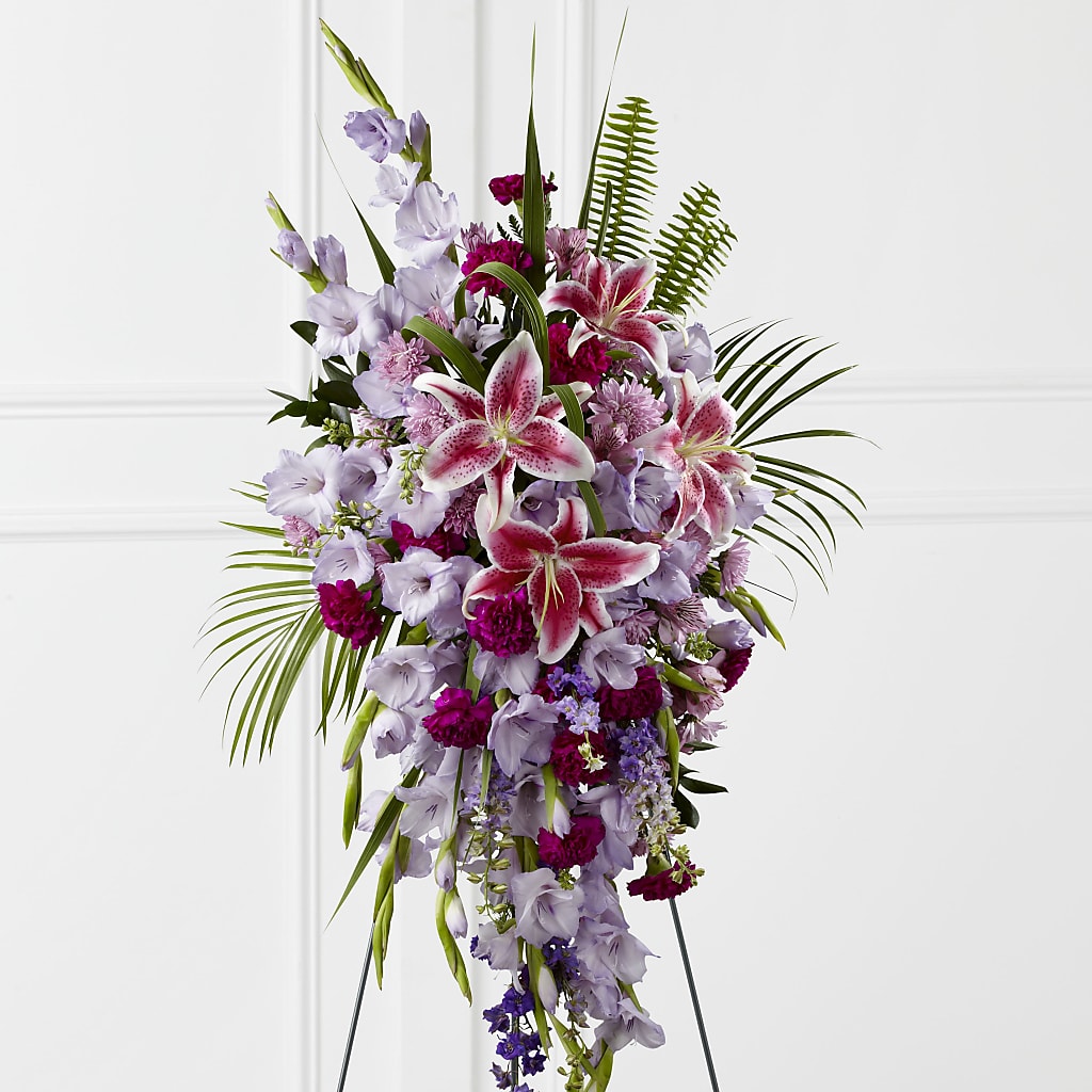 Tender Touch Standing Spray – TREASURE HUT FLOWERS GIFTS & GHSES, Delavan WI