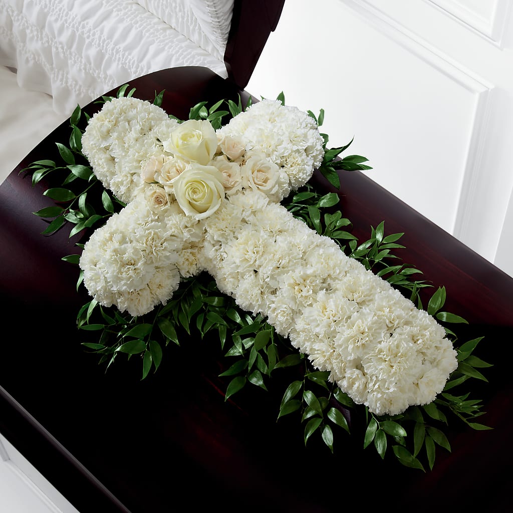 Peaceful Memories Casket Spray (Standard) – TREASURE HUT FLOWERS GIFTS & GHSES, Delavan WI