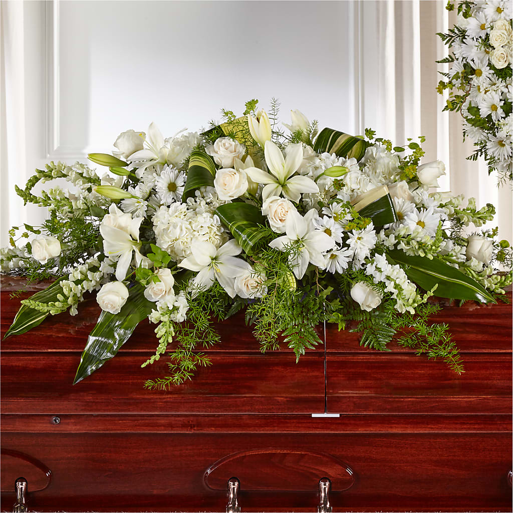 Abundance Casket Spray – TREASURE HUT FLOWERS GIFTS & GHSES, Delavan WI