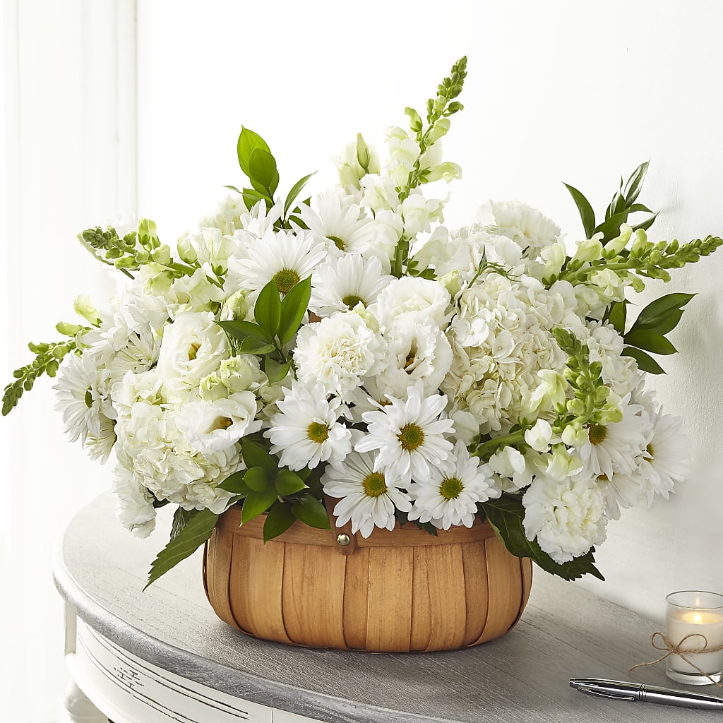 Pure Ivory Basket – TREASURE HUT FLOWERS GIFTS & GHSES, Delavan WI