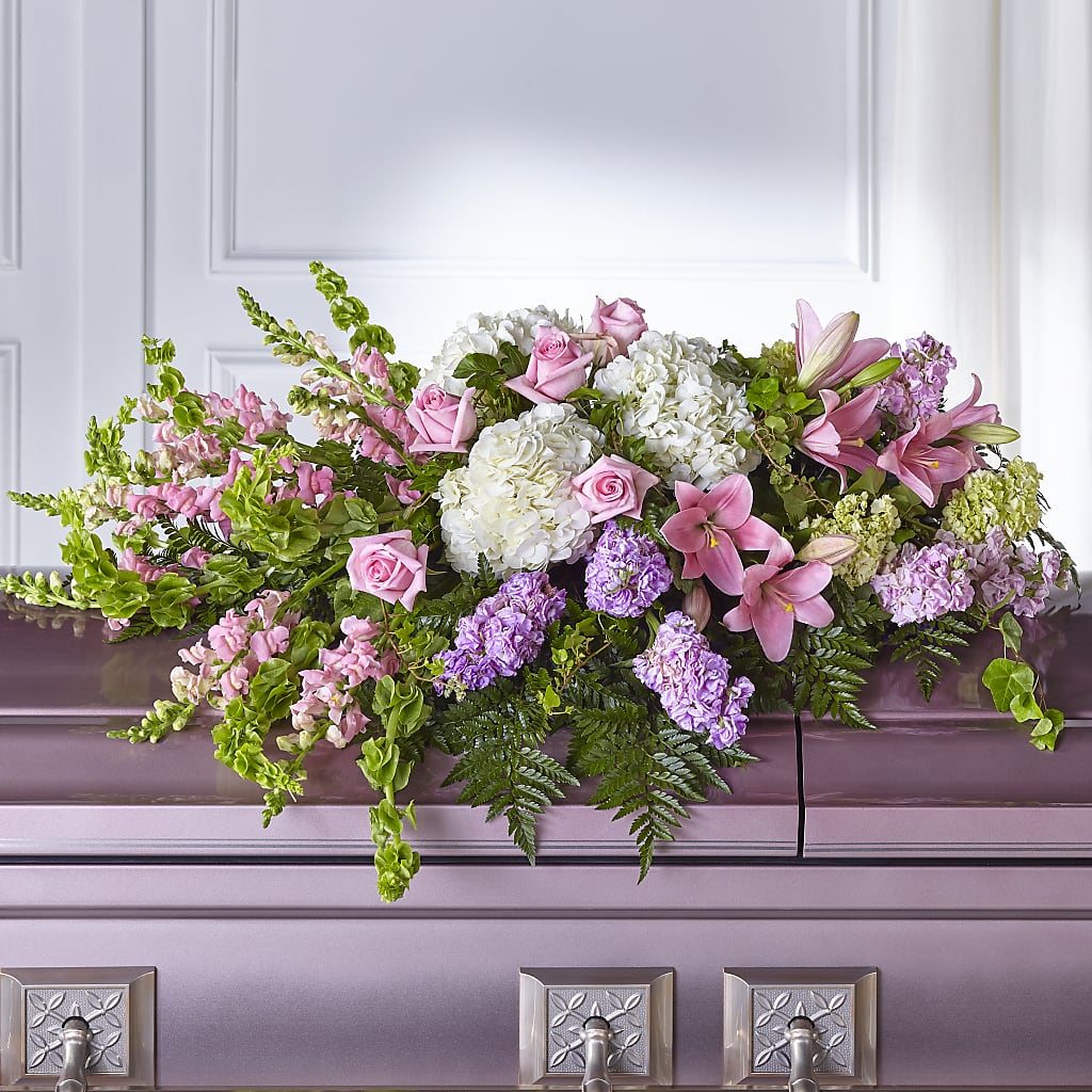 Life's Gratitude Casket Spray – TREASURE HUT FLOWERS GIFTS & GHSES, Delavan WI