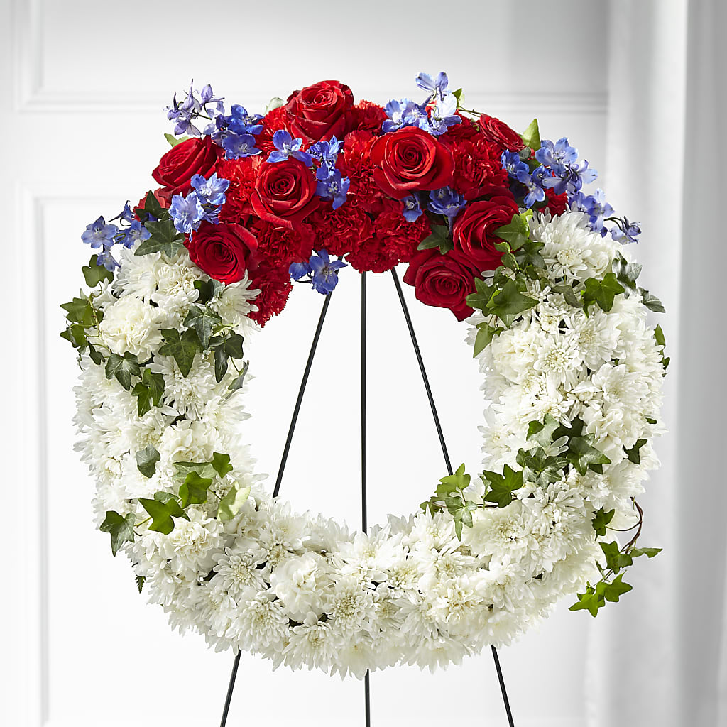 Patriotic Passion Wreath – TREASURE HUT FLOWERS GIFTS & GHSES, Delavan WI