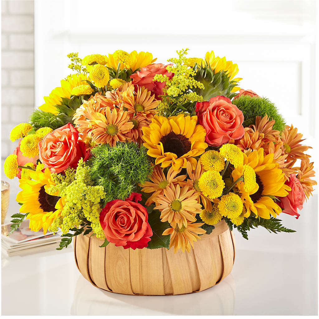 Harvest Sunflower Basket – TREASURE HUT FLOWERS GIFTS & GHSES, Delavan WI