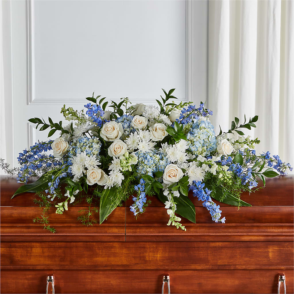 Timeless Essence Casket Spray – TREASURE HUT FLOWERS GIFTS & GHSES, Delavan WI