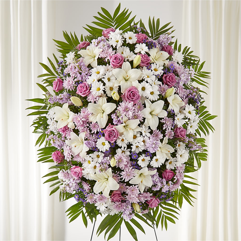 Surrounded by Love Standing Spray – TREASURE HUT FLOWERS GIFTS & GHSES, Delavan WI