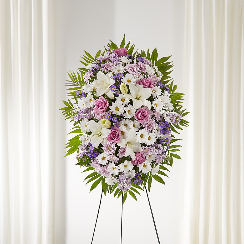 Surrounded by Love Standing Spray – TREASURE HUT FLOWERS GIFTS & GHSES, Delavan WI