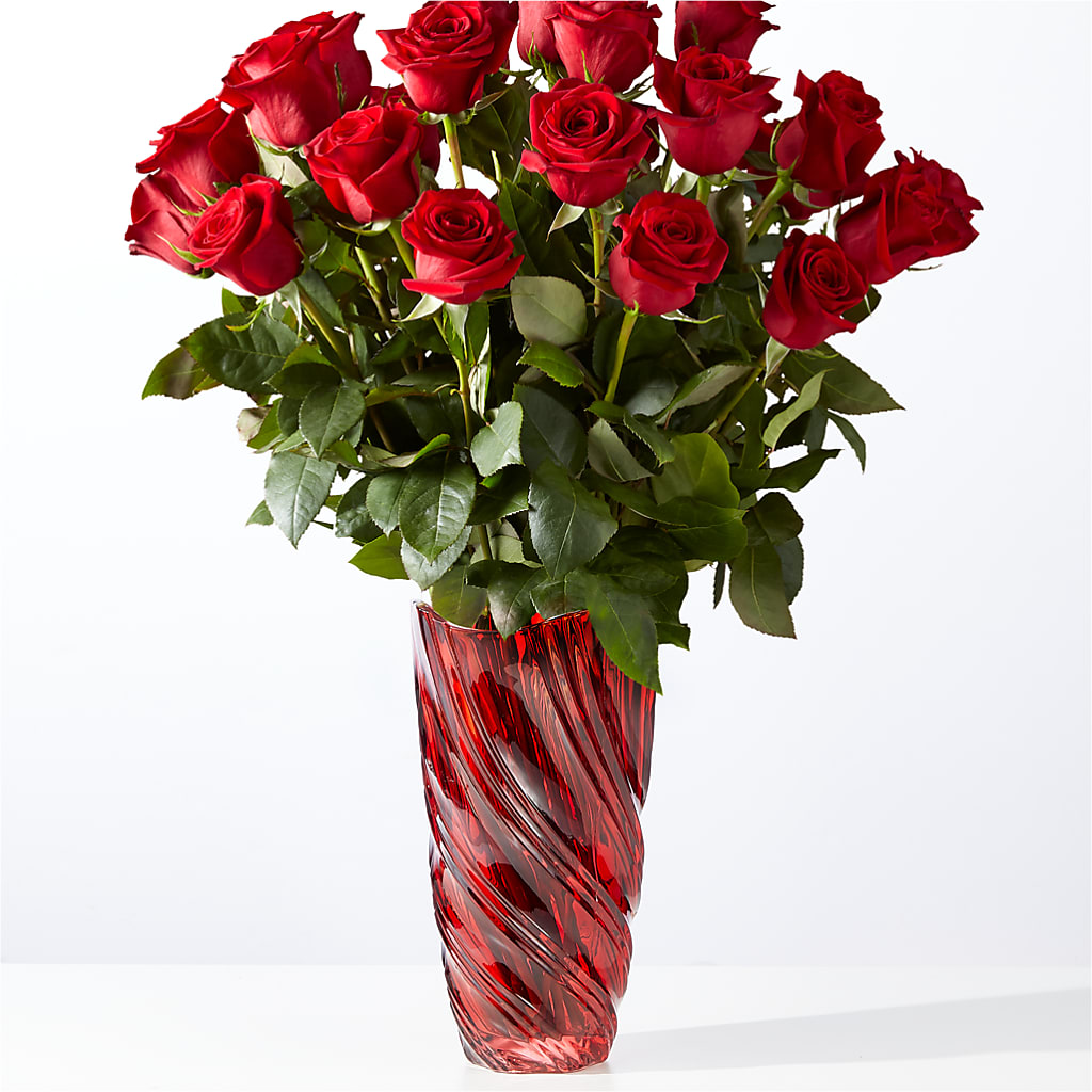 Classic Love Red Rose Bouquet with Luxe Swirl Vase – TREASURE HUT FLOWERS GIFTS & GHSES, Delavan WI
