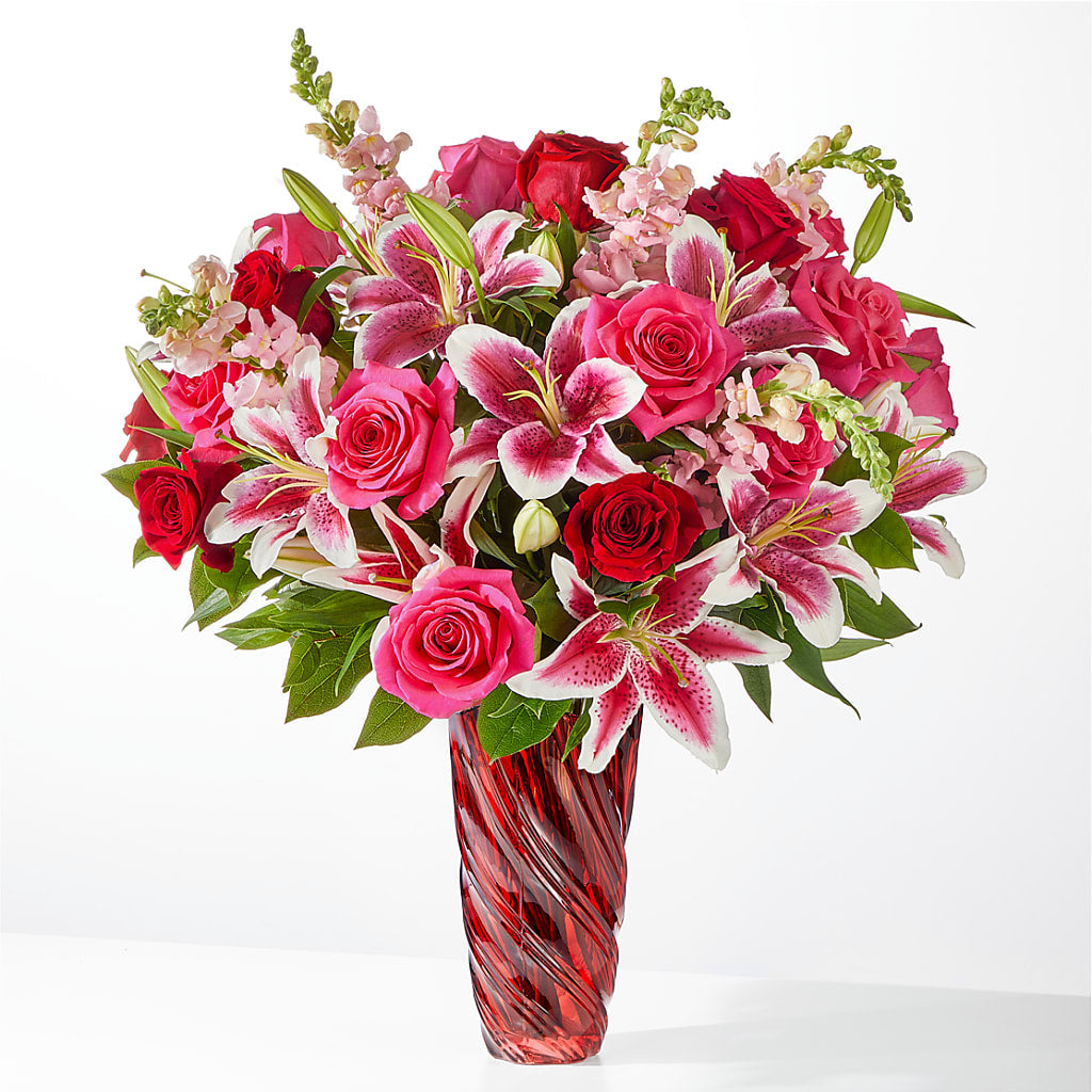 Always You Bouquet with Luxe Swirl Vase – TREASURE HUT FLOWERS GIFTS & GHSES, Delavan WI