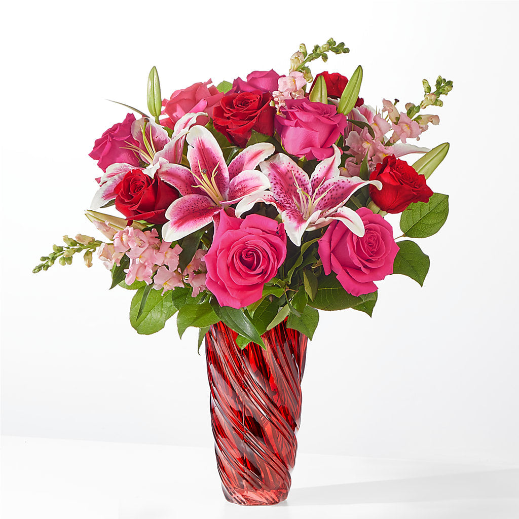 Always You Bouquet with Luxe Swirl Vase – TREASURE HUT FLOWERS GIFTS & GHSES, Delavan WI