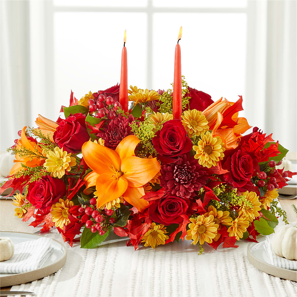 Autumn's Embrace Centerpiece – TREASURE HUT FLOWERS GIFTS & GHSES, Delavan WI