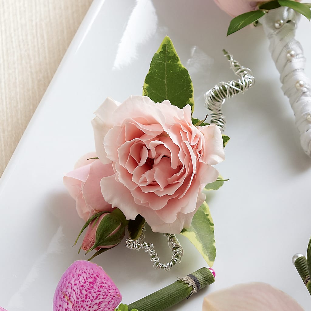 Pink Spray Rose Boutonniere – TREASURE HUT FLOWERS GIFTS & GHSES, Delavan WI
