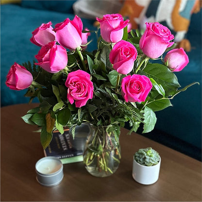 Long Stem Pink Rose Bouquet – TREASURE HUT FLOWERS GIFTS & GHSES, Delavan WI