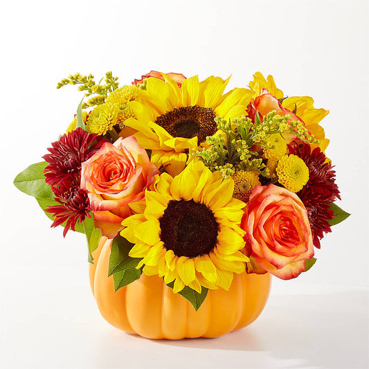 Golden Gourd Pumpkin Bouquet – TREASURE HUT FLOWERS GIFTS & GHSES, Delavan WI