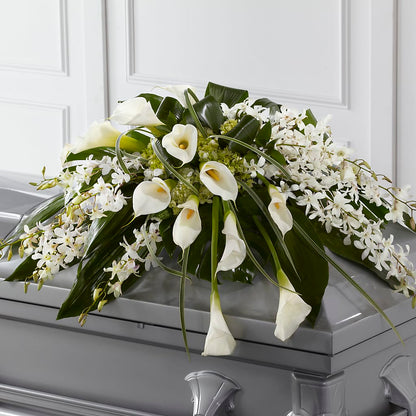 Angel Wings Casket Spray – TREASURE HUT FLOWERS GIFTS & GHSES, Delavan WI