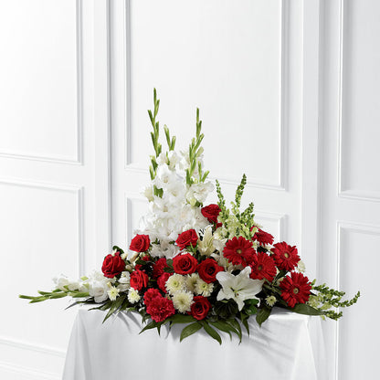 Crimson & White Arrangement – TREASURE HUT FLOWERS GIFTS & GHSES, Delavan WI