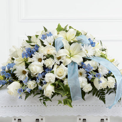 Tender Treasure Casket Spray – TREASURE HUT FLOWERS GIFTS & GHSES, Delavan WI