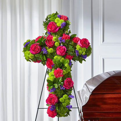 Tribute Rose Floral Cross – TREASURE HUT FLOWERS GIFTS & GHSES, Delavan WI