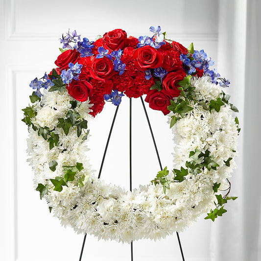 Patriotic Passion Wreath – TREASURE HUT FLOWERS GIFTS & GHSES, Delavan WI