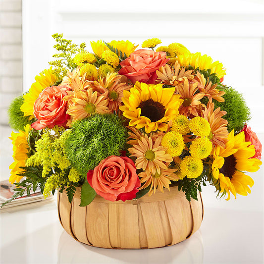 Harvest Sunflower Basket – TREASURE HUT FLOWERS GIFTS & GHSES, Delavan WI