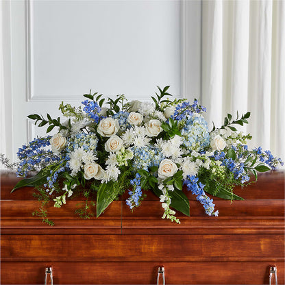 Timeless Essence Casket Spray – TREASURE HUT FLOWERS GIFTS & GHSES, Delavan WI