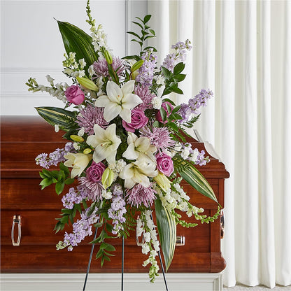 Grateful Hearts Standing Spray – TREASURE HUT FLOWERS GIFTS & GHSES, Delavan WI