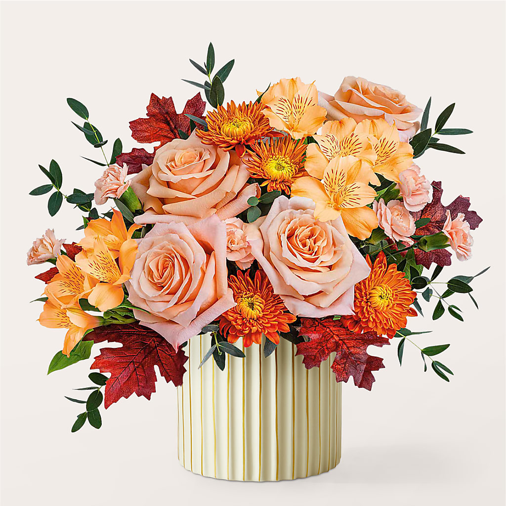 Spiced Latte Bouquet with Ivory Vase – TREASURE HUT FLOWERS GIFTS & GHSES, Delavan WI
