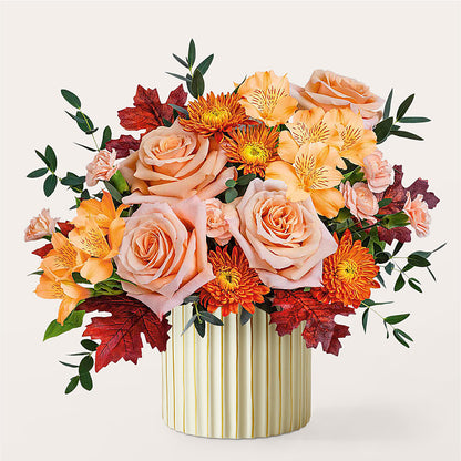 Spiced Latte Bouquet with Ivory Vase – TREASURE HUT FLOWERS GIFTS & GHSES, Delavan WI