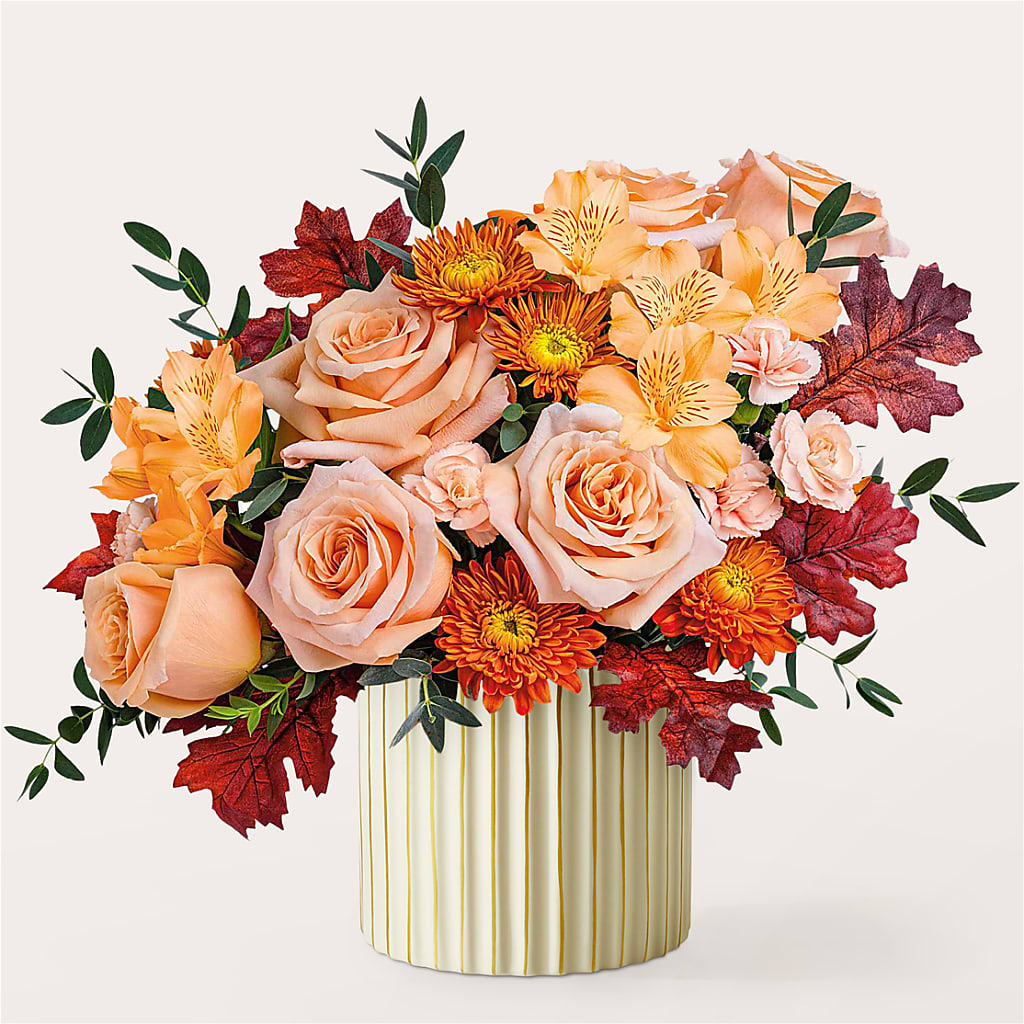 Spiced Latte Bouquet with Ivory Vase – TREASURE HUT FLOWERS GIFTS & GHSES, Delavan WI