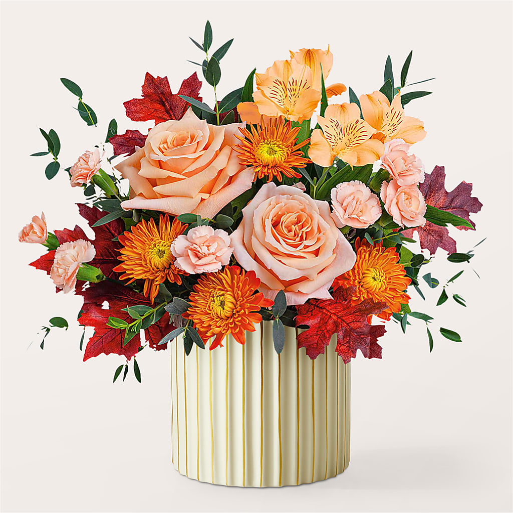 Spiced Latte Bouquet with Ivory Vase – TREASURE HUT FLOWERS GIFTS & GHSES, Delavan WI